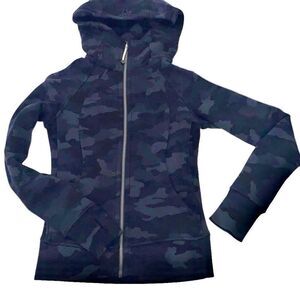 Lululemon 2 Camo Scuba Jacket Full Zip Hoodie Black‎ Grey